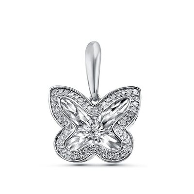 Подвеска "Бабочка" с бриллиантами из белого золота 585 пробы