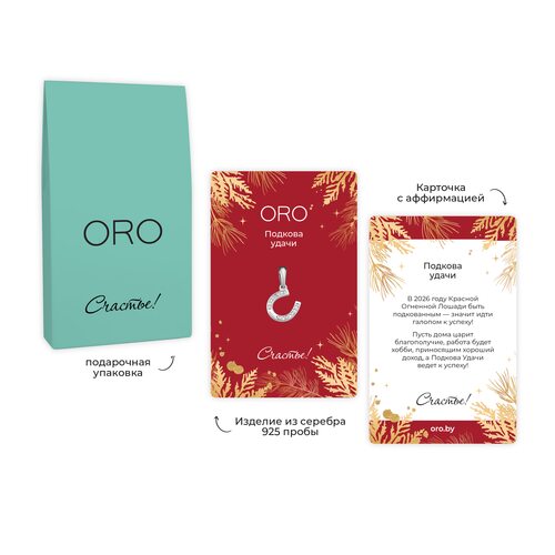 Подвеска-талисман "Подкова удачи" с бриллиантами из серебра 925 пробы