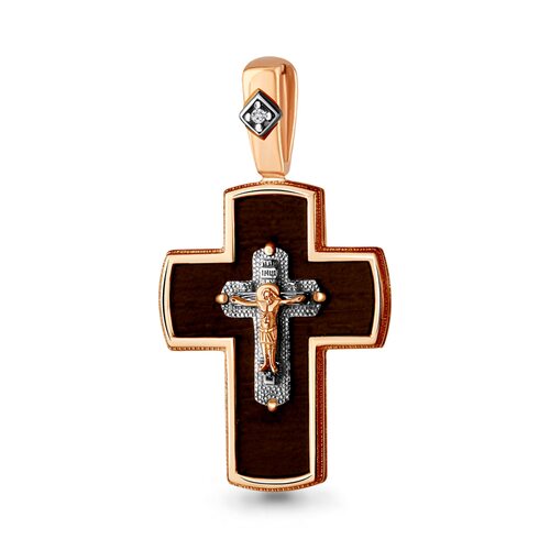 Крест православный с бриллиантом из золота 585 пробы