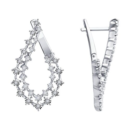 Серьги с бриллиантами из белого золота 585 пробы