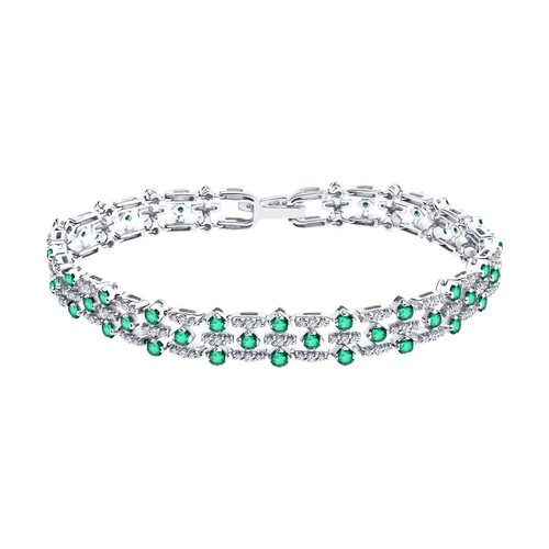 Браслет с изумрудами и бриллиантами из белого золота 585 пробы