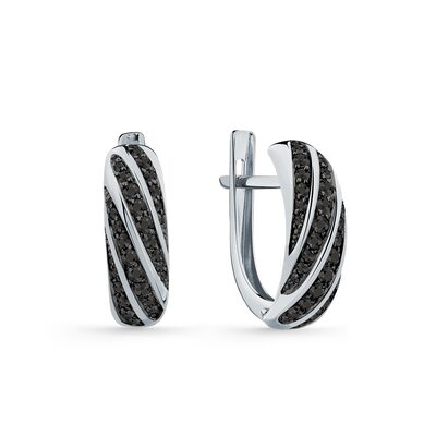 Серьги с фианитами из белого золота 585 пробы