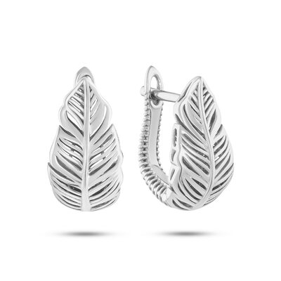 Серьги "Перья" из белого золота 585 пробы