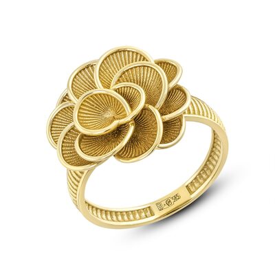 Кольцо "Цветок" из желтого золота 585 пробы