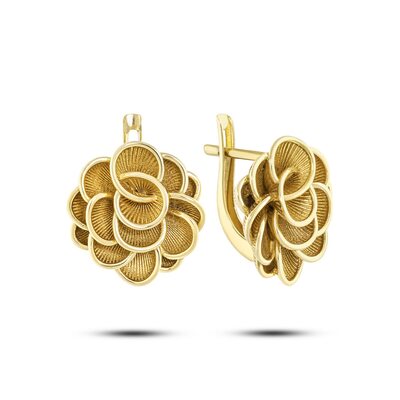 Серьги "Цветы" из желтого золота 585 пробы
