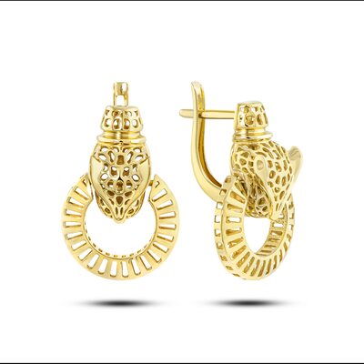 Серьги "Пантеры" из желтого золота 585 пробы