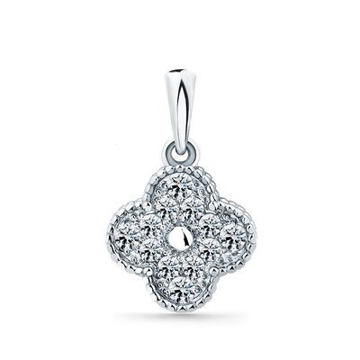 Подвеска "Клевер" с фианитами из белого золота 585 пробы