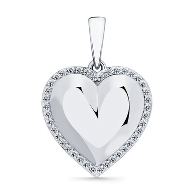 Подвеска "Сердце" с фианитами из белого золота 585 пробы