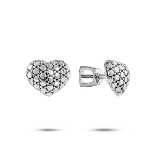 Серьги "Сердца" из белого золота 585 пробы