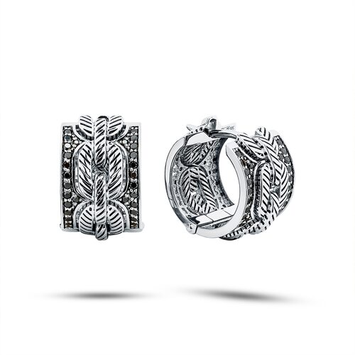 Серьги с фианитами из белого золота 585 пробы