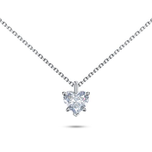 Колье "Сердце" с бриллиантом из белого золота 585 пробы