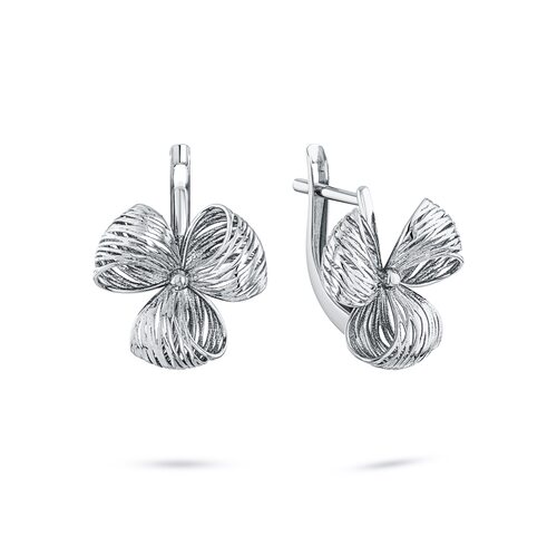 Серьги "Цветы" из белого золота 585 пробы