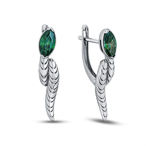 Серьги "Змеи" с фианитами из серебра 925 пробы