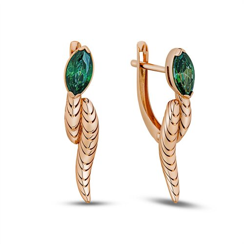 Серьги "Змеи" с фианитами из серебра 925 пробы с позолотой