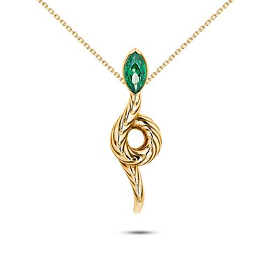 Колье "Змея" с изумрудом из желтого золота 585 пробы