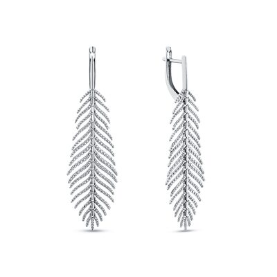 Серьги "Перья" из серебра 925 пробы