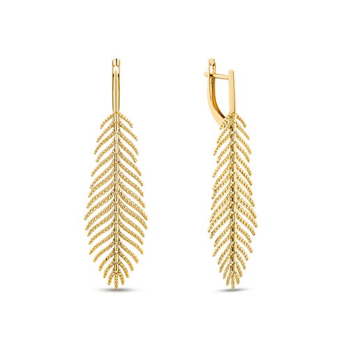 Серьги "Перья" из серебра 925 пробы с позолотой