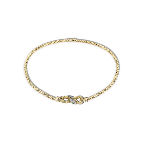 Колье "Змея" с фианитами и наноизумрудами из желтого золота 585 пробы