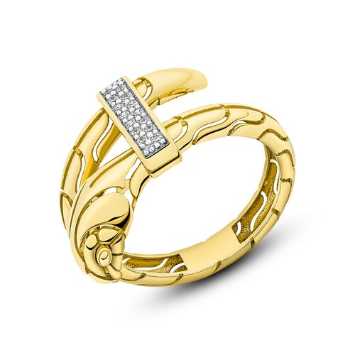 Кольцо с фианитами из золота 585 пробы