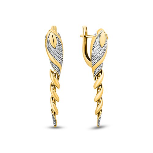 Серьги "Змеи" с фианитами из желтого золота 585 пробы арт. 00698-20-030106-00