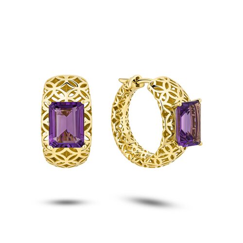 Серьги с аметистами из золота 585 пробы