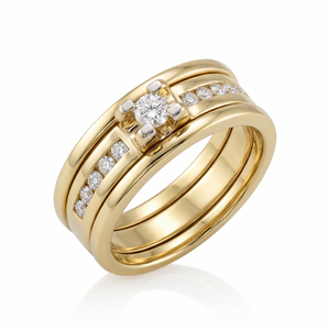 Кольцо с бриллиантами из желтого золота 585 пробы