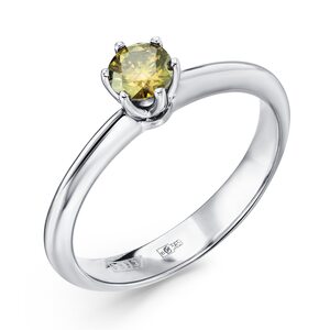 Кольцо с желтым сапфиром из белого золота 585 пробы