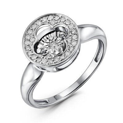Кольцо с танцующим бриллиантом из белого золота 585 пробы
