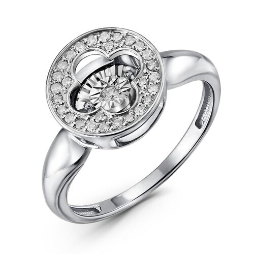 Кольцо с танцующим бриллиантом из белого золота 585 пробы арт. 01-02810-03-106-02-03