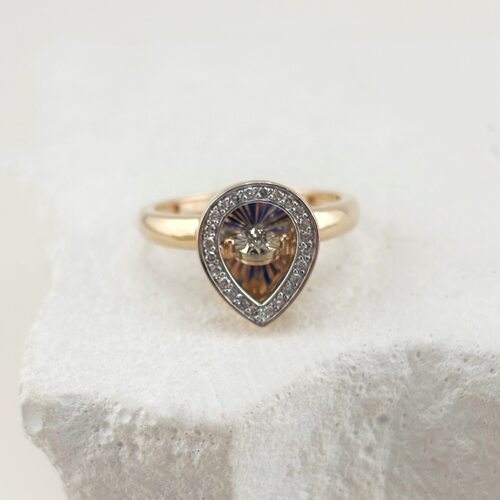 Кольцо с танцующим бриллиантом из золота 585 пробы