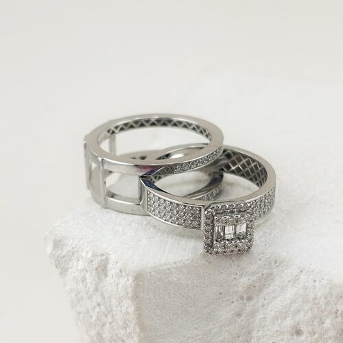 Кольцо с бриллиантами из белого золота 585 пробы