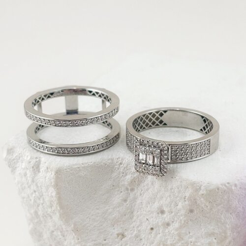 Кольцо с бриллиантами из белого золота 585 пробы