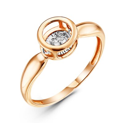 Кольцо с танцующим бриллиантом из золота 585 пробы