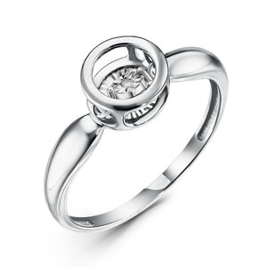 Кольцо с танцующим бриллиантом из белого золота 585 пробы