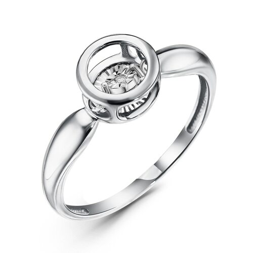 Кольцо с танцующим бриллиантом из белого золота 585 пробы арт. 01-02996-03-001-02-03