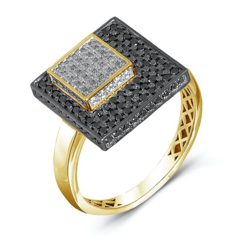 Кольцо с бриллиантами из желтого золота 585 пробы