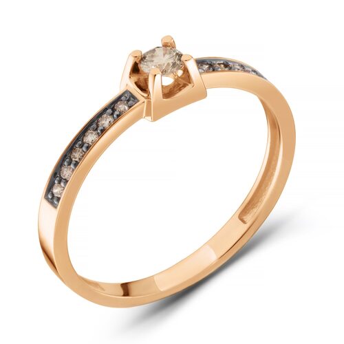 Кольцо с коньячными бриллиантами из золота 585 пробы