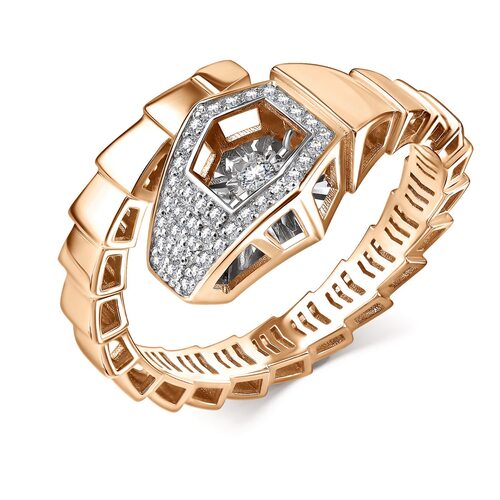 Кольцо "Змея" с бриллиантами из золота 585 пробы