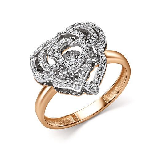 Кольцо "Цветок" с бриллиантами из золота 585 пробы