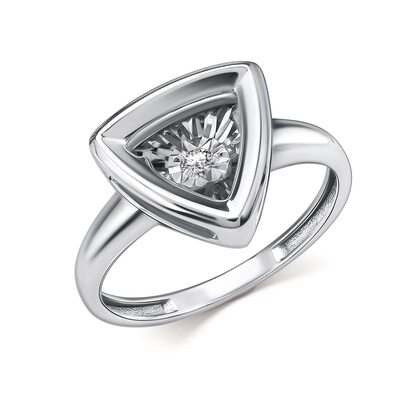 Кольцо с танцующим бриллиантом из белого золота 585 пробы