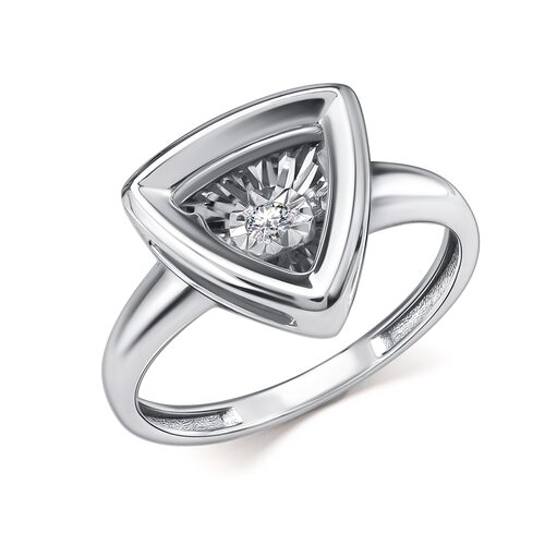 Кольцо с танцующим бриллиантом из белого золота 585 пробы