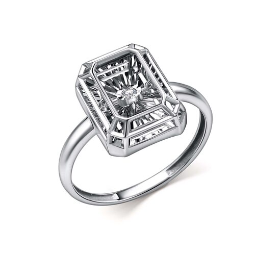 Кольцо с танцующим брилиантом из белого золота 585 пробы