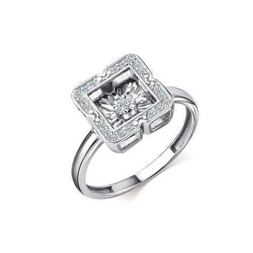 Кольцо с танцующим бриллиантом из белого золота 585 пробы