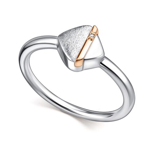 Кольцо с бриллиантом и золотой вставкой из серебра 925 пробы