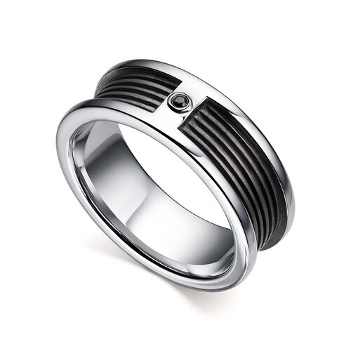 Кольцо с черным бриллиантом из серебра 925 пробы