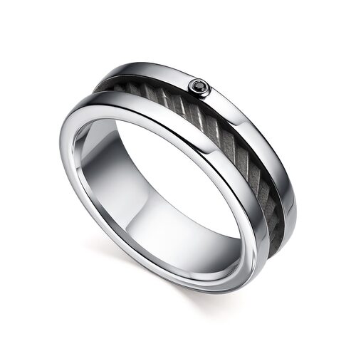 Кольцо с черным бриллиантом из серебра 925 пробы