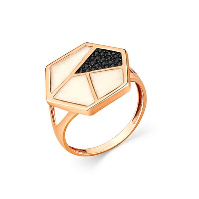 Кольцо со шпинелью и эмалью из золота 585 пробы