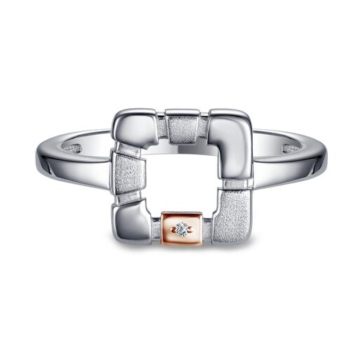 Кольцо с бриллиантом и золотой вставкой из серебра 925 пробы