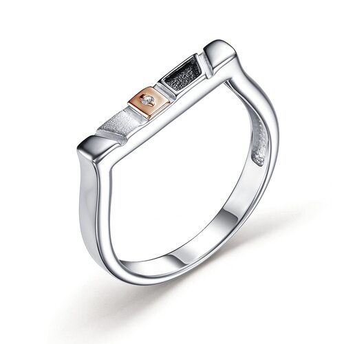 Кольцо с бриллиантом и золотой вставкой из серебра 925 пробы