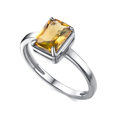 Кольцо с цитрином из серебра 925 пробы